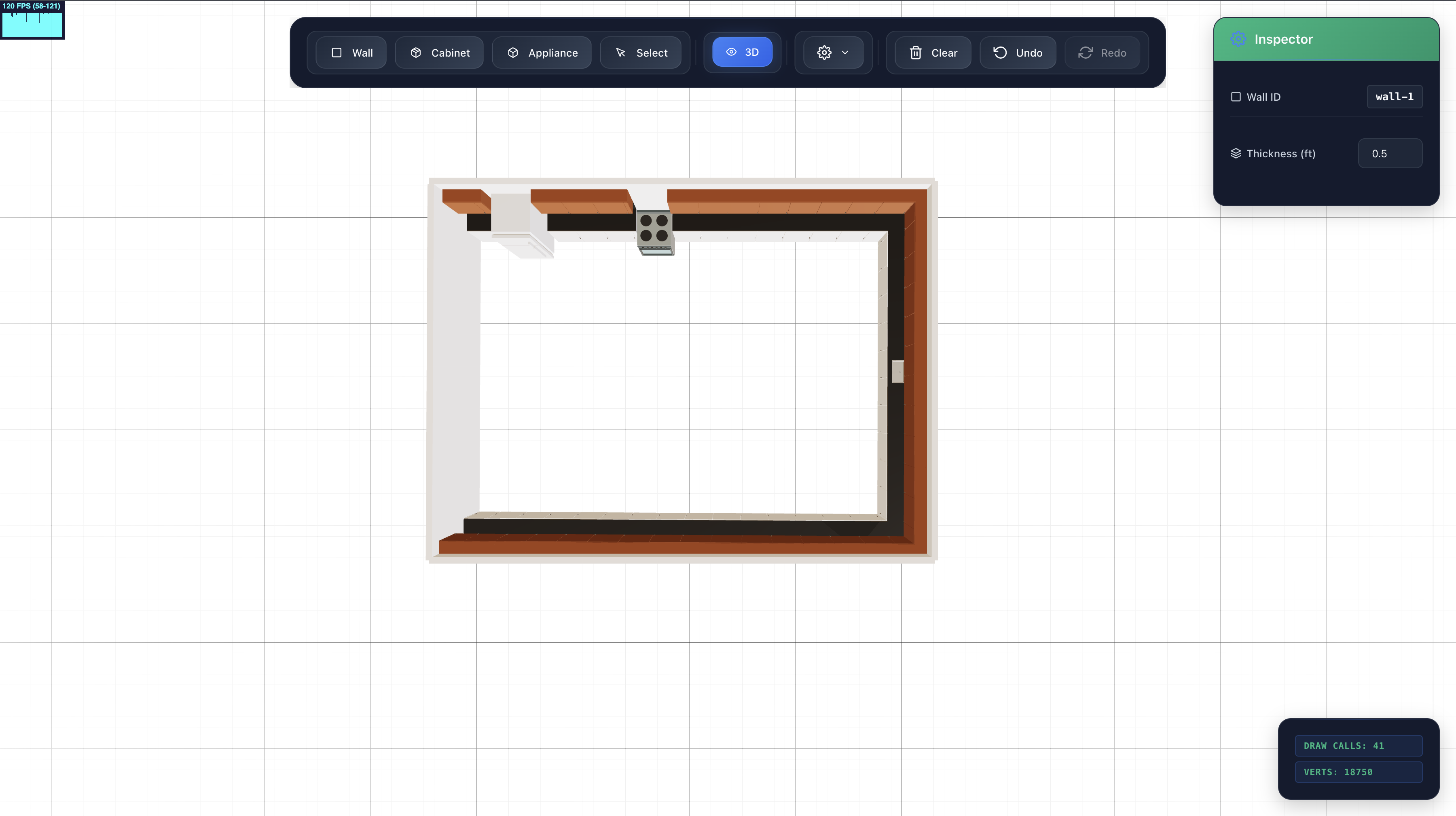 KitCAD Kitchen Configurator 3D interface